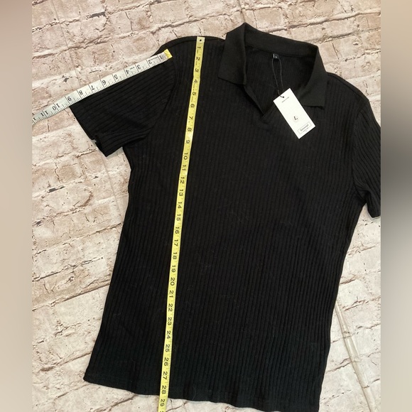 NWTGnvviwl man’s muscle ,black, short sleeve, slim fit ribbed knit shirt, size L - Picture 6 of 11
